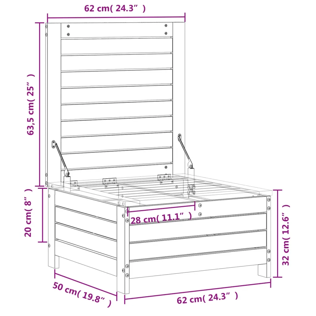 Sedia da giardino-Poggiapiedi Giardino Marrone Cera 62x63,5x32 cm Massello Pino