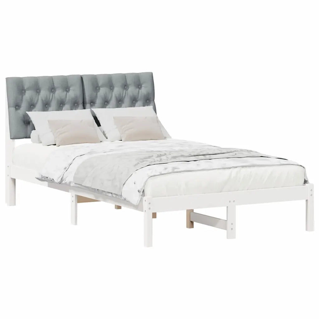 Letto con Testiera Rivestita-Struttura Letto con Testiera Bianco 120 x 200 cm