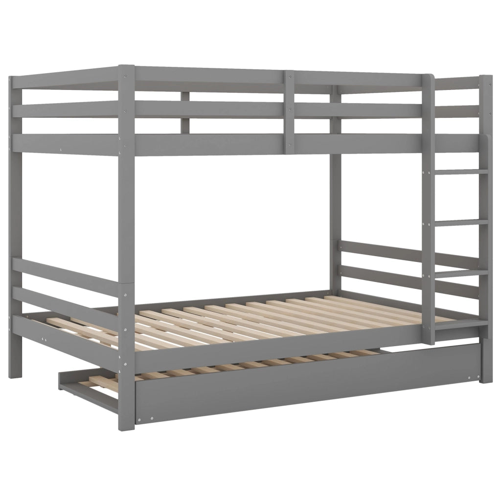 Letto a castello 140x200 cm con letto estraibile; in legno di pino e MDF; grigio