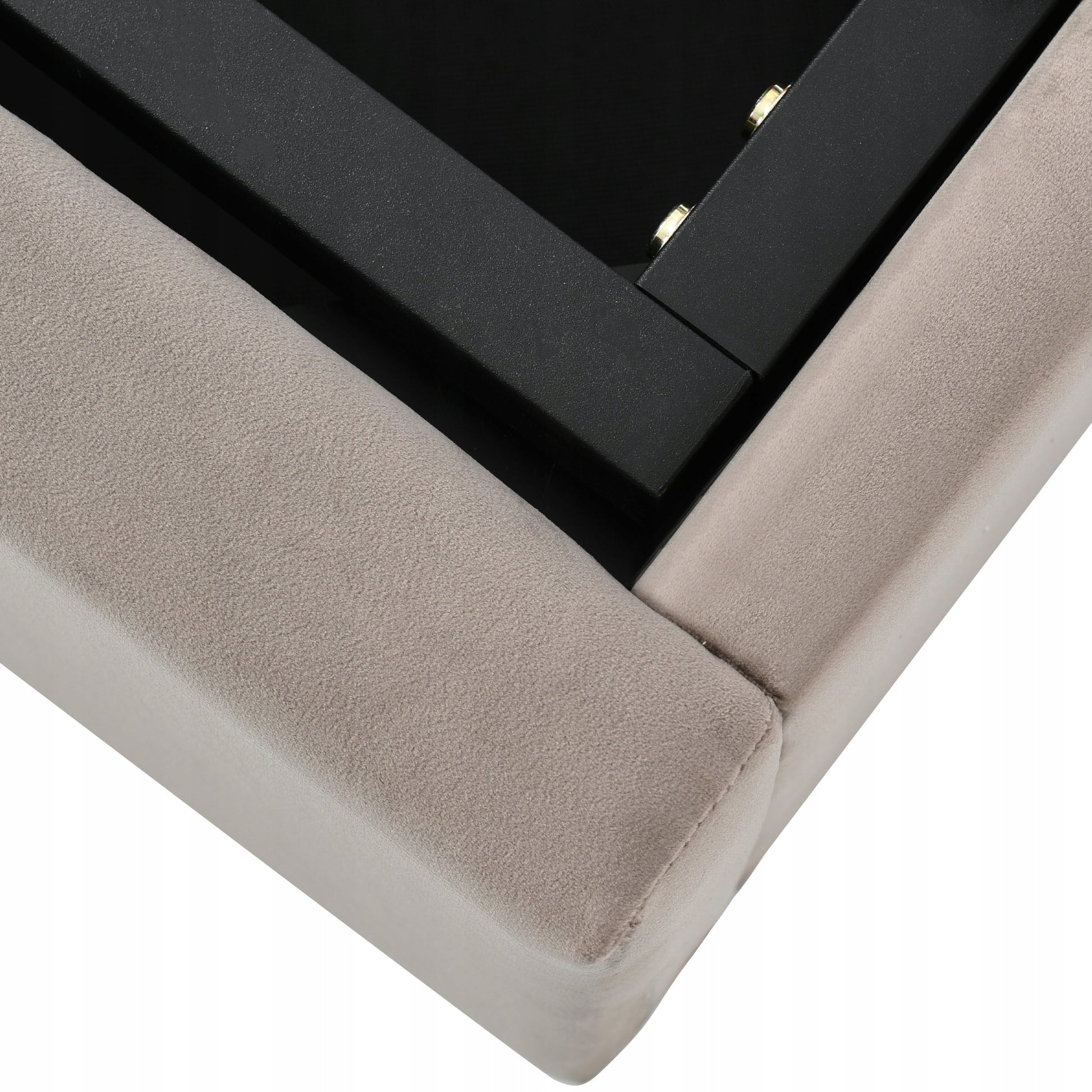 Letto matrimoniale con idraulica e velluto - Xylo - 140x200 - Grigio chiaro - Con materasso