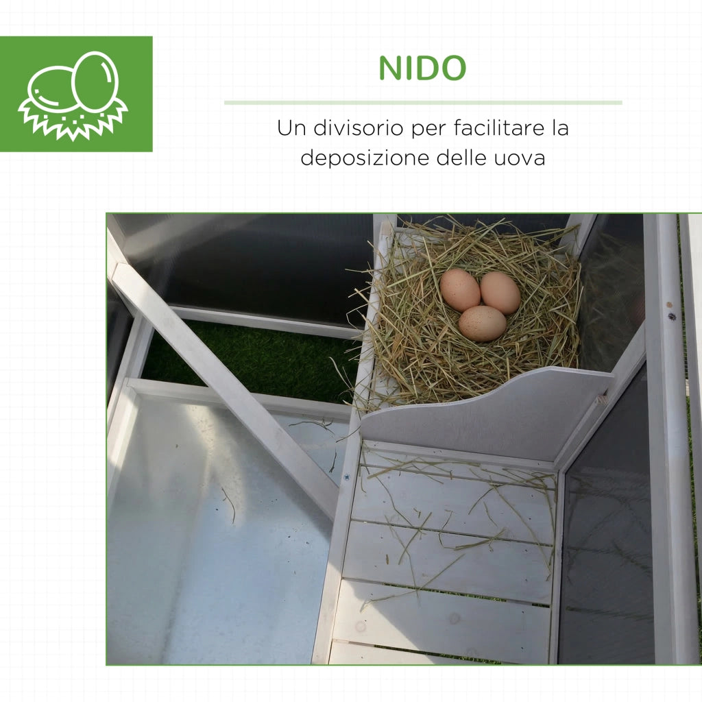 Pollaio per Galline ¨C zephmum ¨C Grigio e Bianco, Legno, 160x75x80 cm