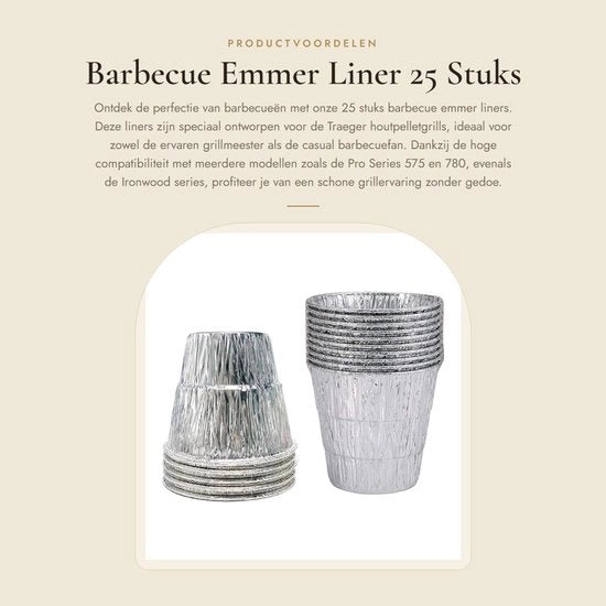 Liner Emmer in Emme 25 pezzi - Liner Emme impermeabile - Liner Emme per BBQ - Compatibile con Traeger e Green Mountain Grills - Dimensioni 12,4/10,5/9 cm - Liner per griglia
