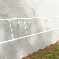 Serra da Giardino a Tunnel 18 m² con 8 finestre, Porta con Zip Arrotolabile, Acciaio zincato, Telo PE, 6L x 3l x 2H m, Bianco