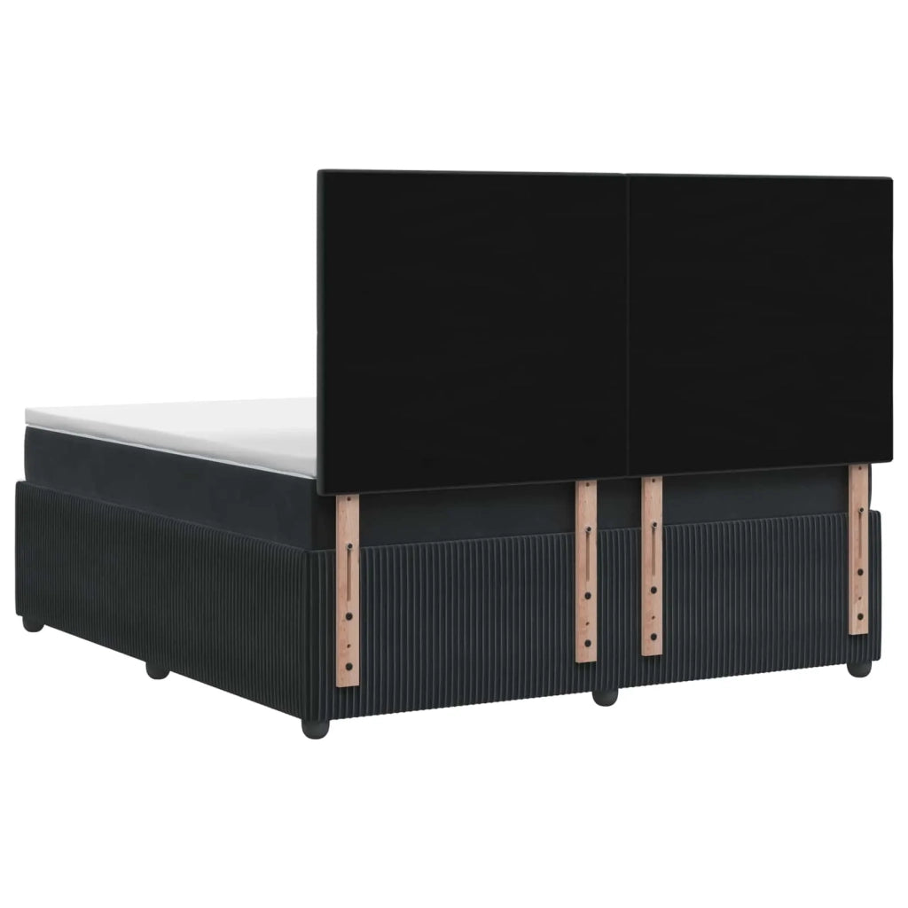 Letto Box Spring LED con Materasso Nero 200 x 200 cm Velluto 3456145