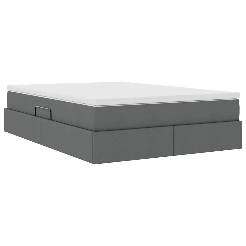 Letto con contenitore e materasso Grigio scuro 140 x 190 cm