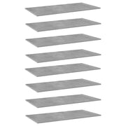 Ripiani per Libreria 8pz Grigio Cemento 80x30x1,5cm Multistrato 805323