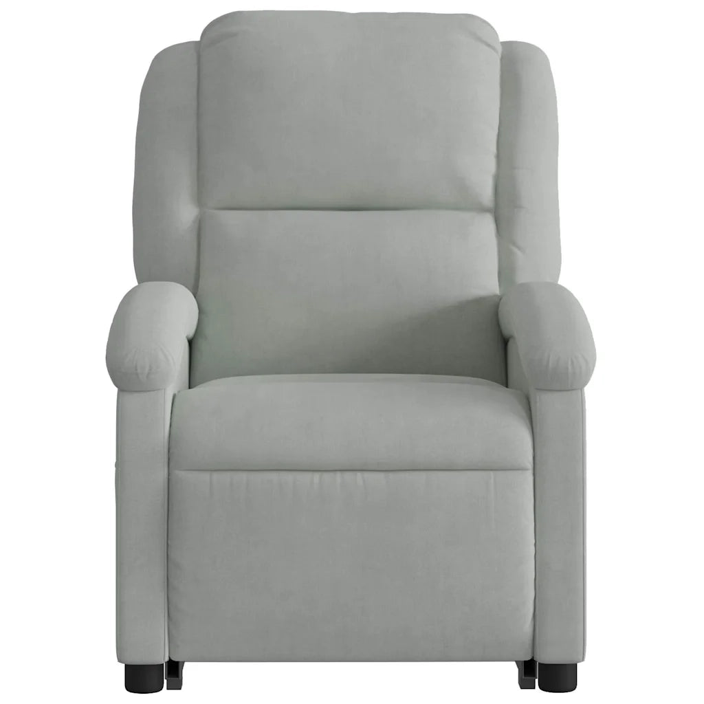 Poltrona Alzapersona Reclinabile Grigio Chiaro in Velluto 3204311