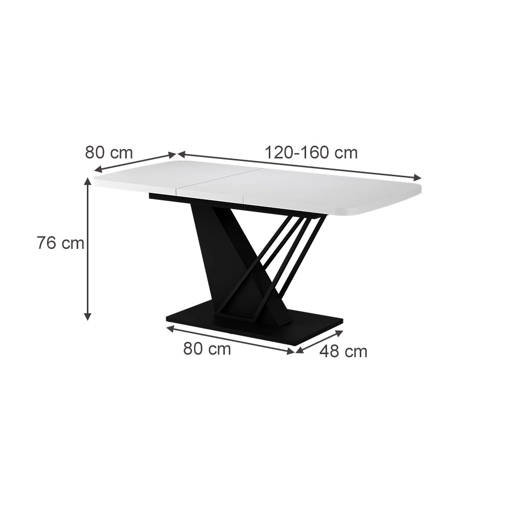 Vicco tavolo da pranzo allungabile Bianco/nero 120 x 80 cm estensibile