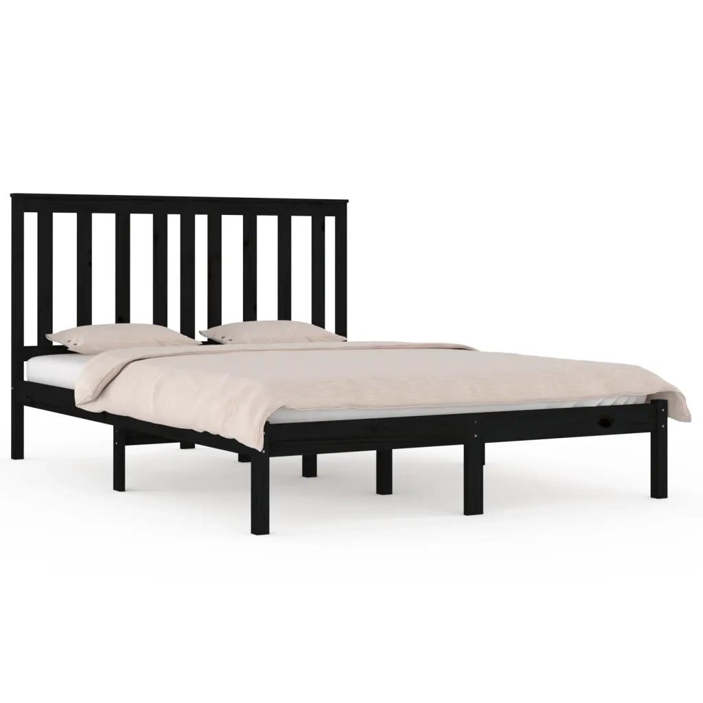 Giroletto Nero in Legno Massello di Pino 140x190 cm 3103827