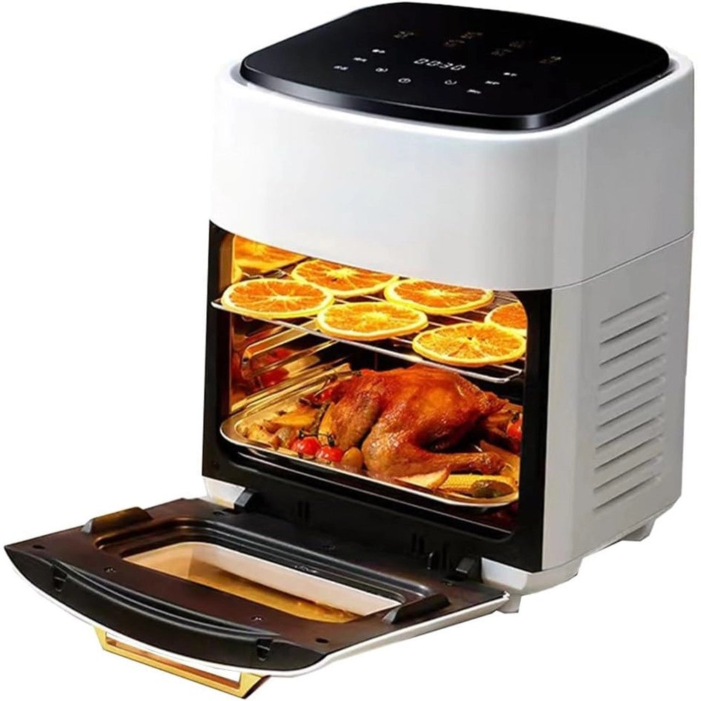Trade Shop - Friggitrice Ad Aria Multifunzione Forno 15lt Senza Olio Cestello Antiaderente 10 Programmi -