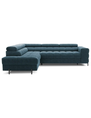 Divano letto Blu scuro FERRUM 5 posti angolo sinistro schiuma HR 276x93x200cm