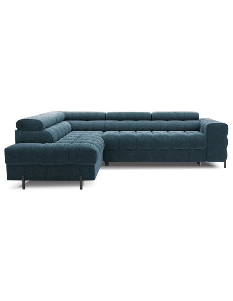 Divano letto Blu scuro FERRUM 5 posti angolo sinistro schiuma HR 276x93x200cm