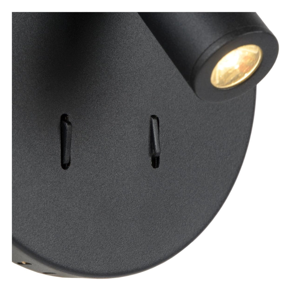 Applique Lucide Bentjer LED 6W 3000K nera con interruttore