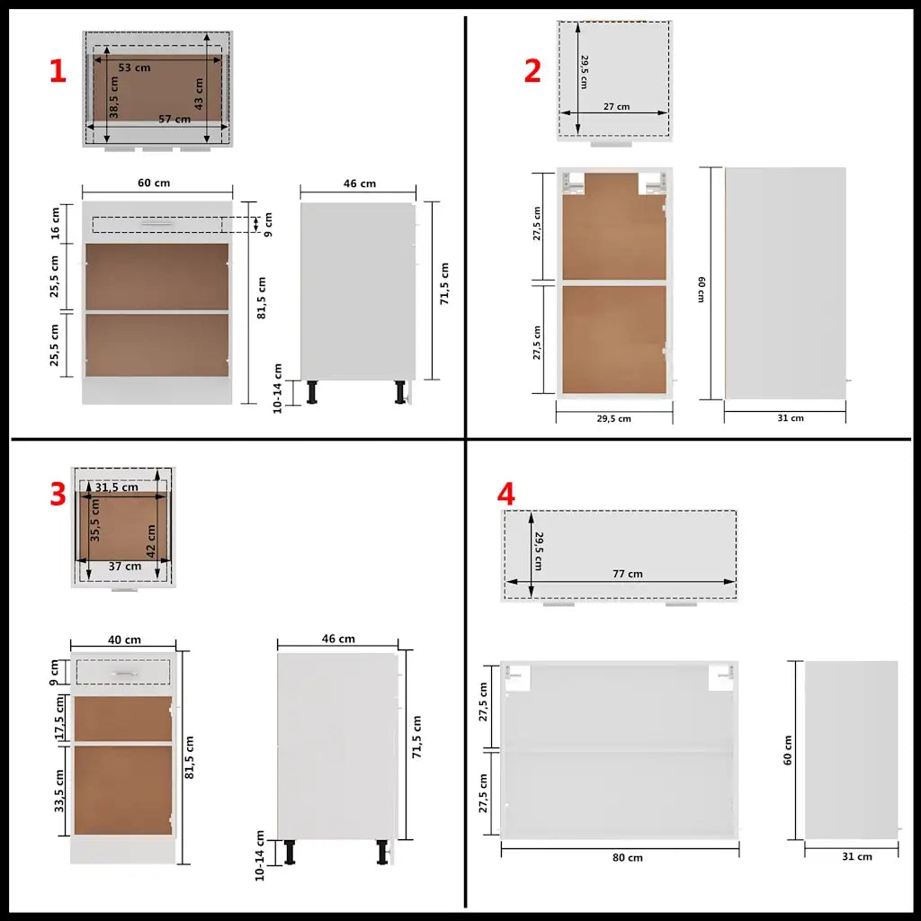 Set Armadi da Cucina 8 pz Lyon Bianco in Legno Multistrato 3067647