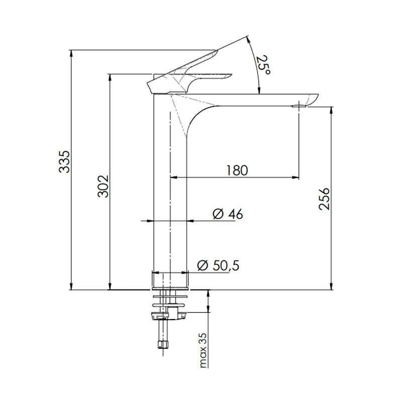 Rubinetterie remer miscelatore alto per lavabo serie infinity