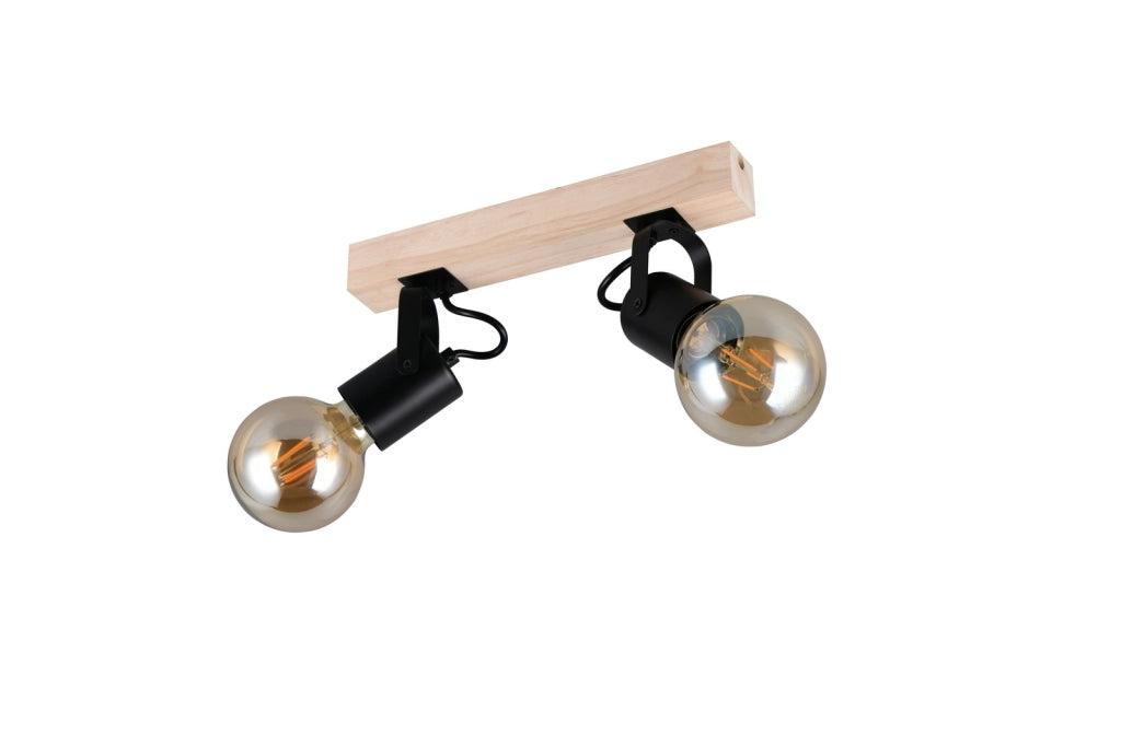 Faretto soffitto vintage nero legno 2xE27 LYNAR RL