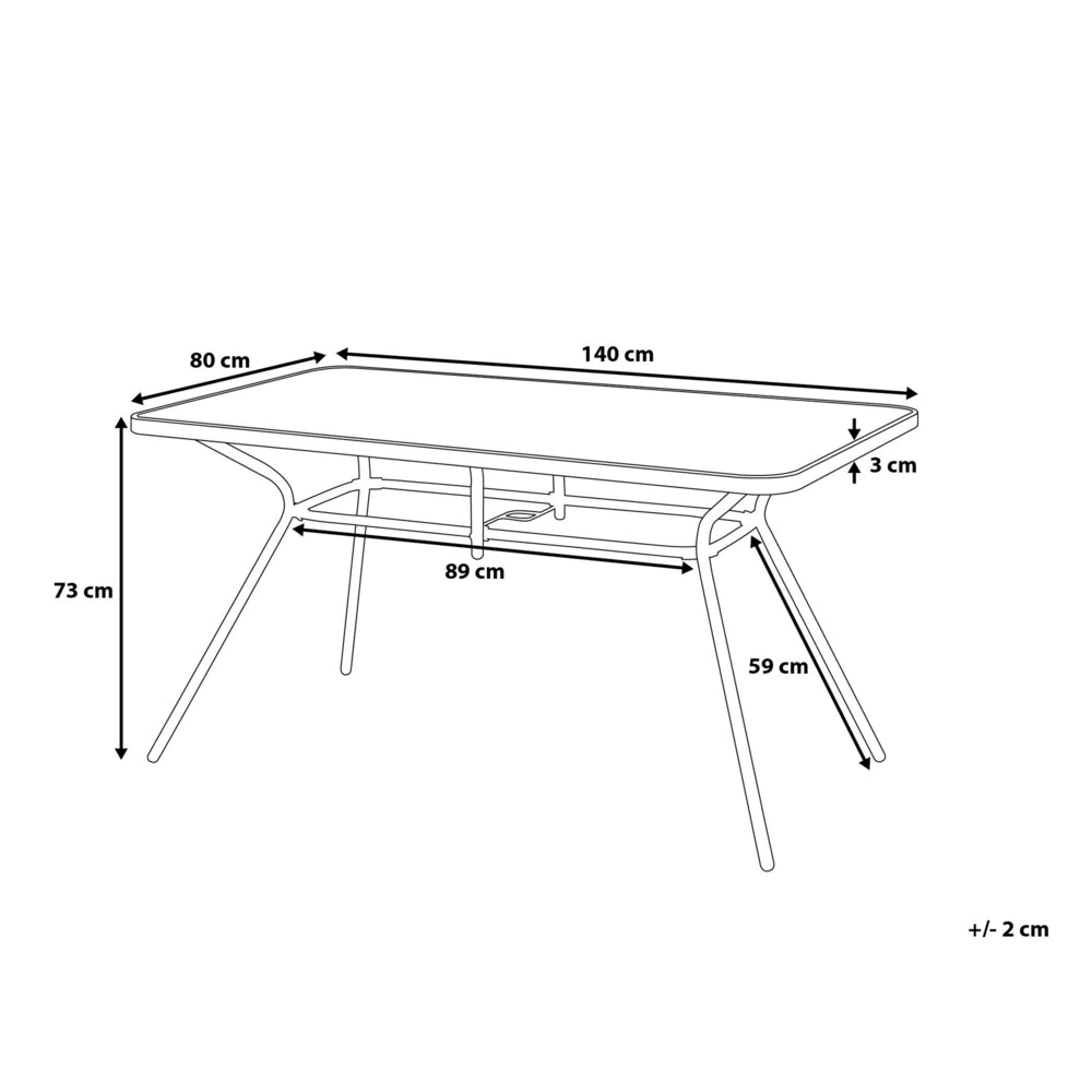 Tavolo da pranzo per esterno in acciaio Nero 140 x 80 cm da giardino moderno