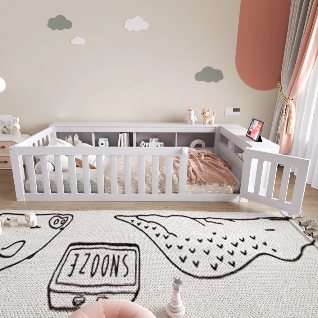 Letto singolo bianco con funzione multifunzione in legno massello 90x200 cm