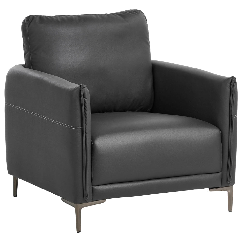 Poltrona in tessuto nero con gambe in metallo stile moderno minimalista