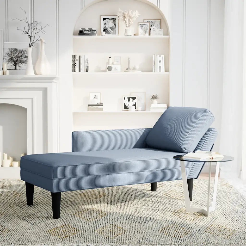 vidaXL Sdraio con Cuscino Destro in Velluto a Coste Blu