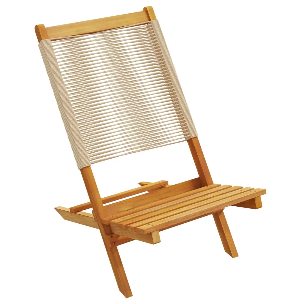 Sedie Giardino 2 pz Beige Legno Massello Acacia e Polipropilene 367689
