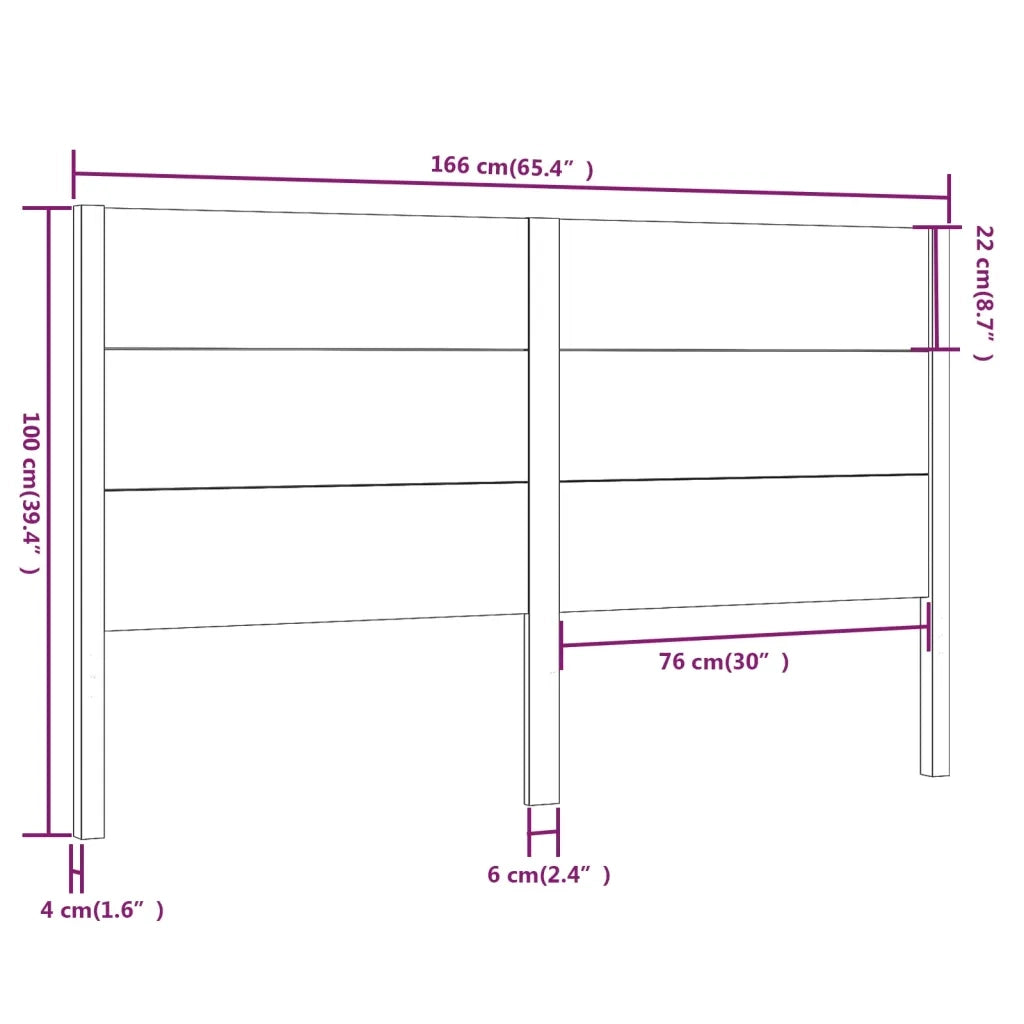 Testiera per Letto 166x4x100 cm in Legno Massello di Pino 818730