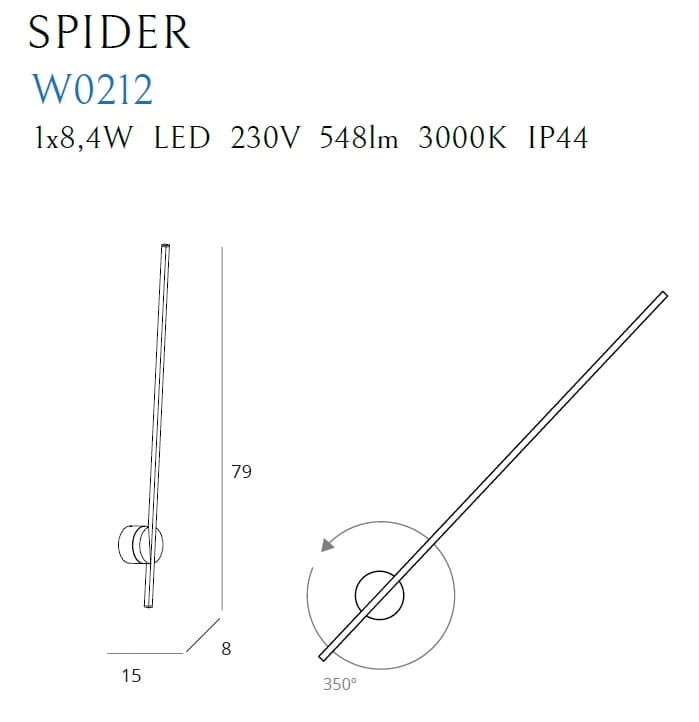 Applique da parete bianca regolabile Spider LED 8,4W Maxlight