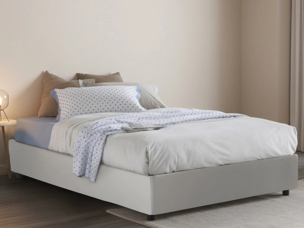 Alan, Letto Piazza e Mezza Contenitore Made in Italy, Bianco