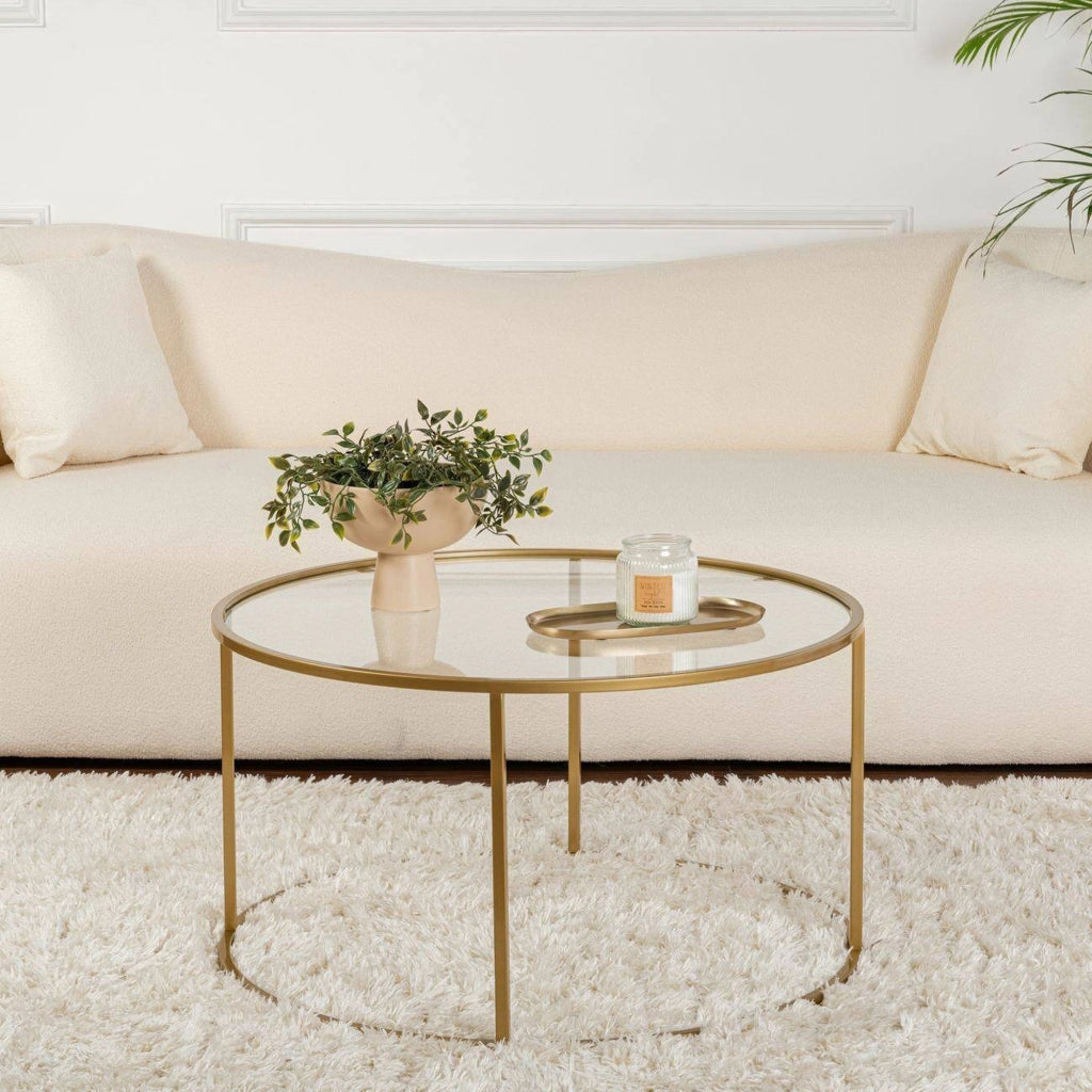 Geralt, Tavolino da Salotto Cassetti, 80x80x43h cm oro