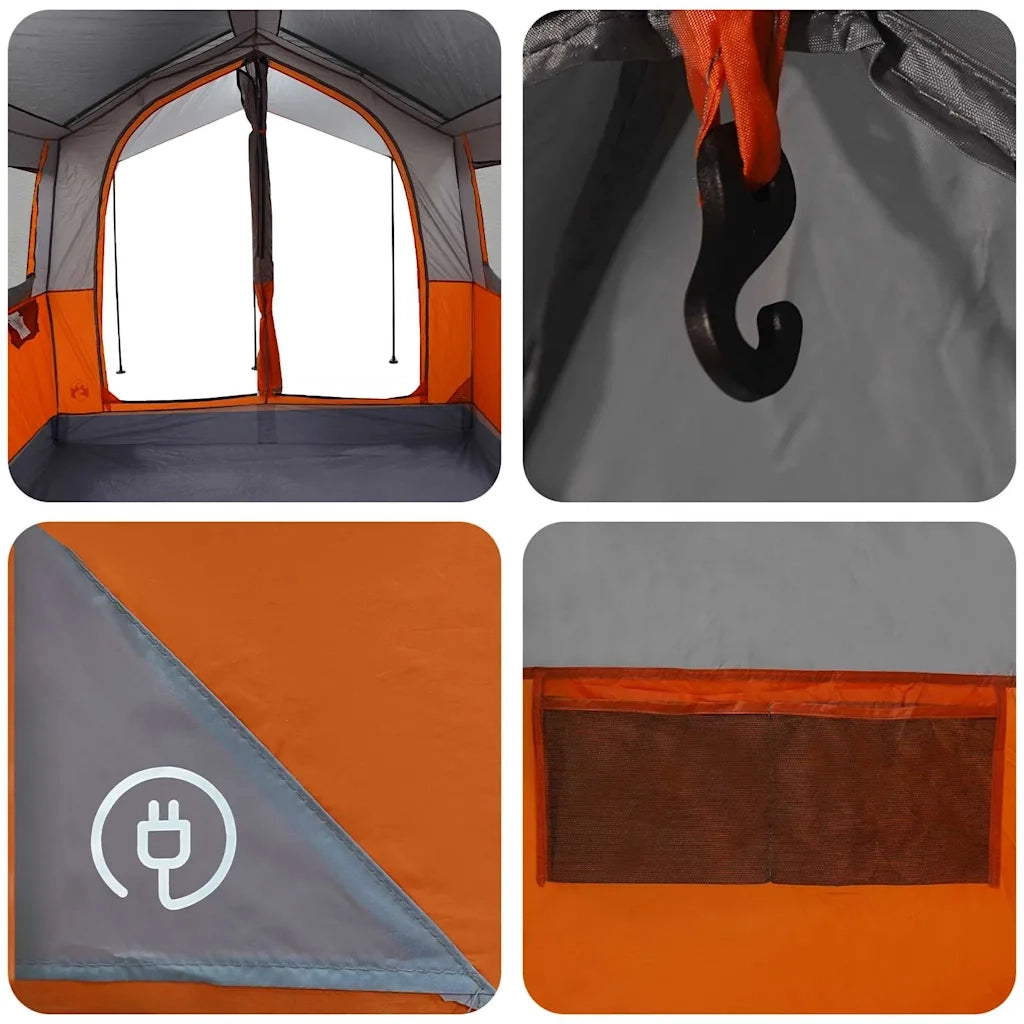Tenda familiare per 4 persone con tetto Grigio e arancione