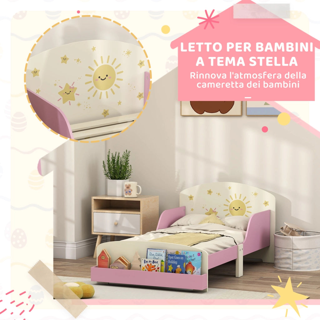 Letto Bambino Contenitore in Legno con Sponde ¨C Zephmum ¨C Rosa 150x77x60 cm