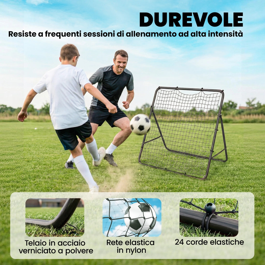 Rete di Rimbalzo per Calcio con 5 Angoli Regolabili Rete Multi-Sport per Allenamento in Acciaio e Nylon Nero