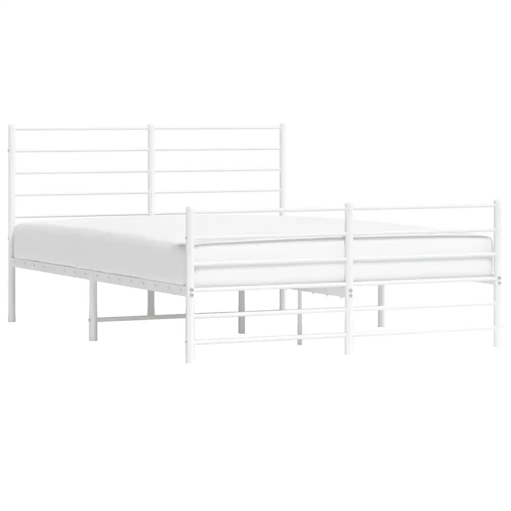 Giroletto con Testiera e Pediera-Struttura Letto Metallo Bianco 140x190 cm 132924