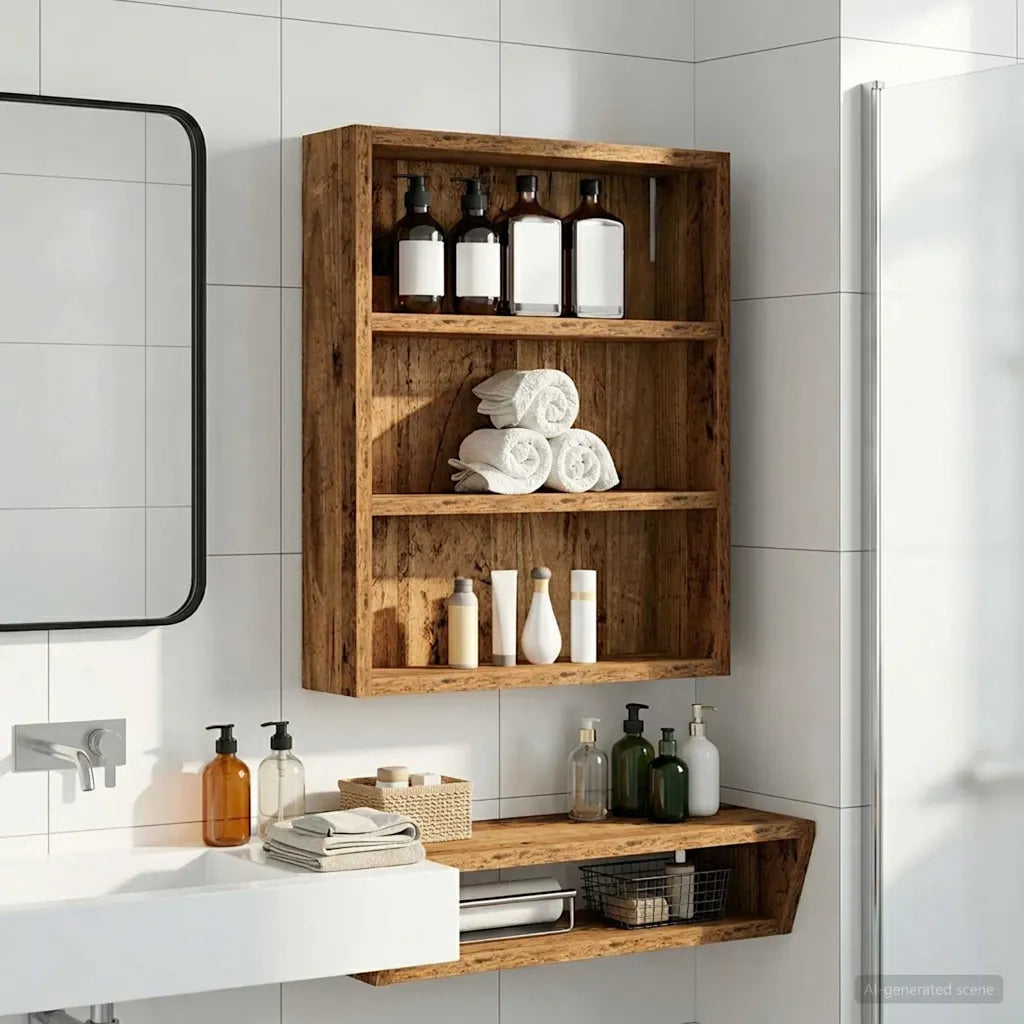 Armadio da Bagno | Mobile da Bagno a muro Legno vecchio 40 x 10 x 50 cm