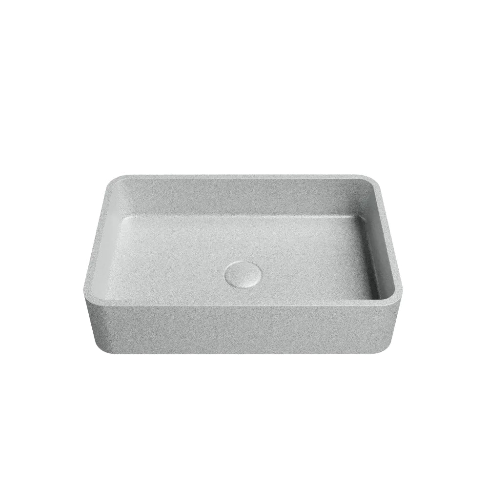 Lavabo da appoggio rettangolare in microcemento 50x32,5x12 cm beige | Lesina