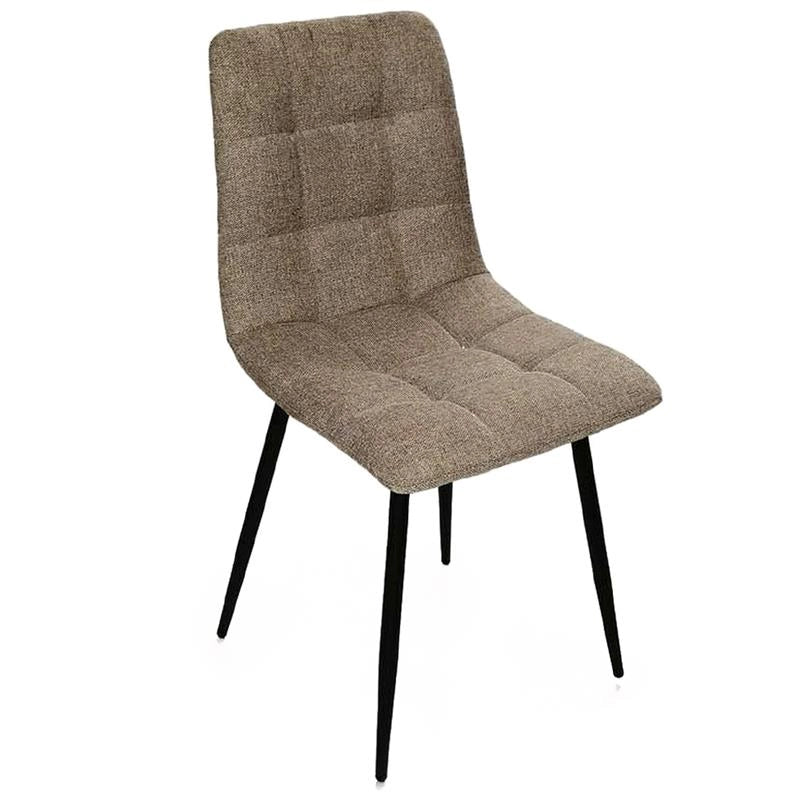 SET 4 SEDIE TESSUTO IMBOTTITE MARRONE CHIARO 44 X 55 X 88 CM