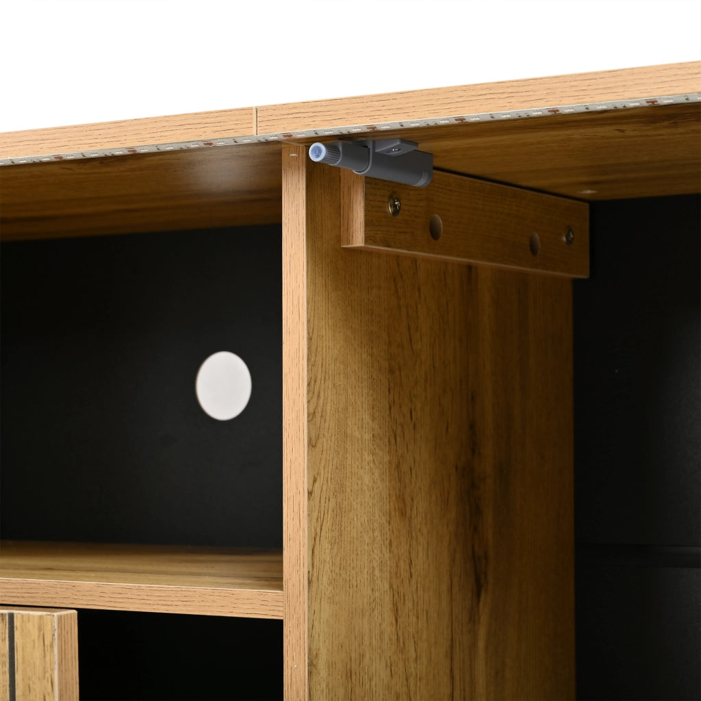 Mobile porta TV 180 cm nero ed effetto legno con illuminazione