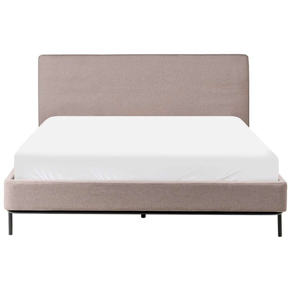 Letto matrimoniale in Tessuto moderno tortora con testiera e rete 160 x 200 cm Design Moderno
