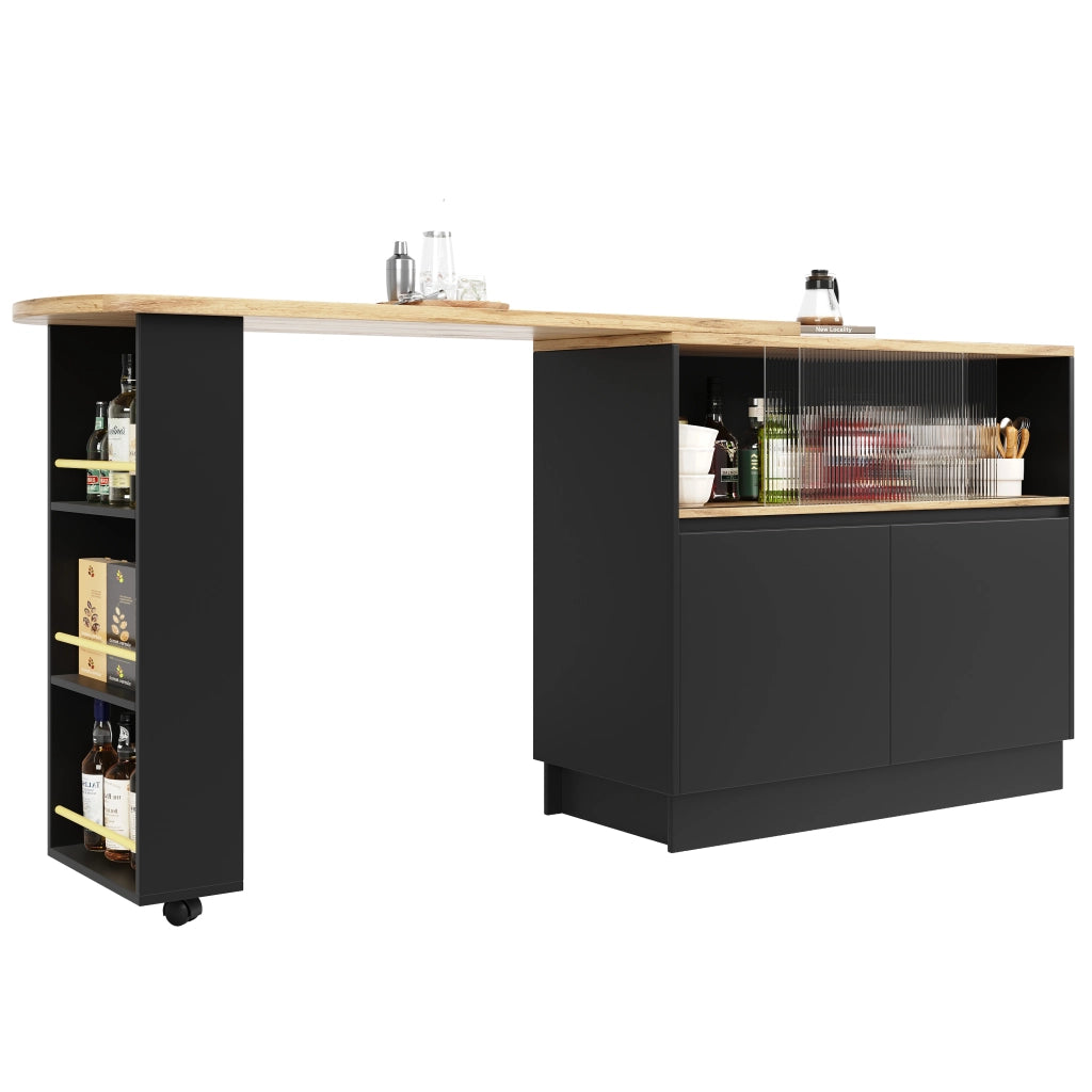 Credenza rotante 360¡ã - Zephmum- 90x45x100 cm, moderno, multifunzionale con ripiani e vetro