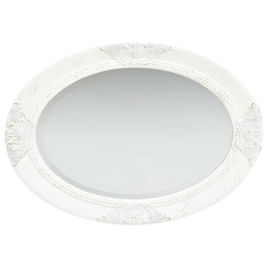 Specchio da Parete Stile Barocco 50x70 cm Bianco 320352