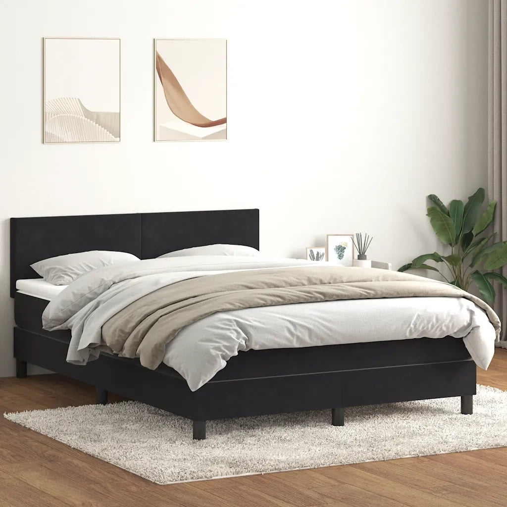 vidaXL Giroletto a Molle con Materasso Nero 160x210 cm in Velluto