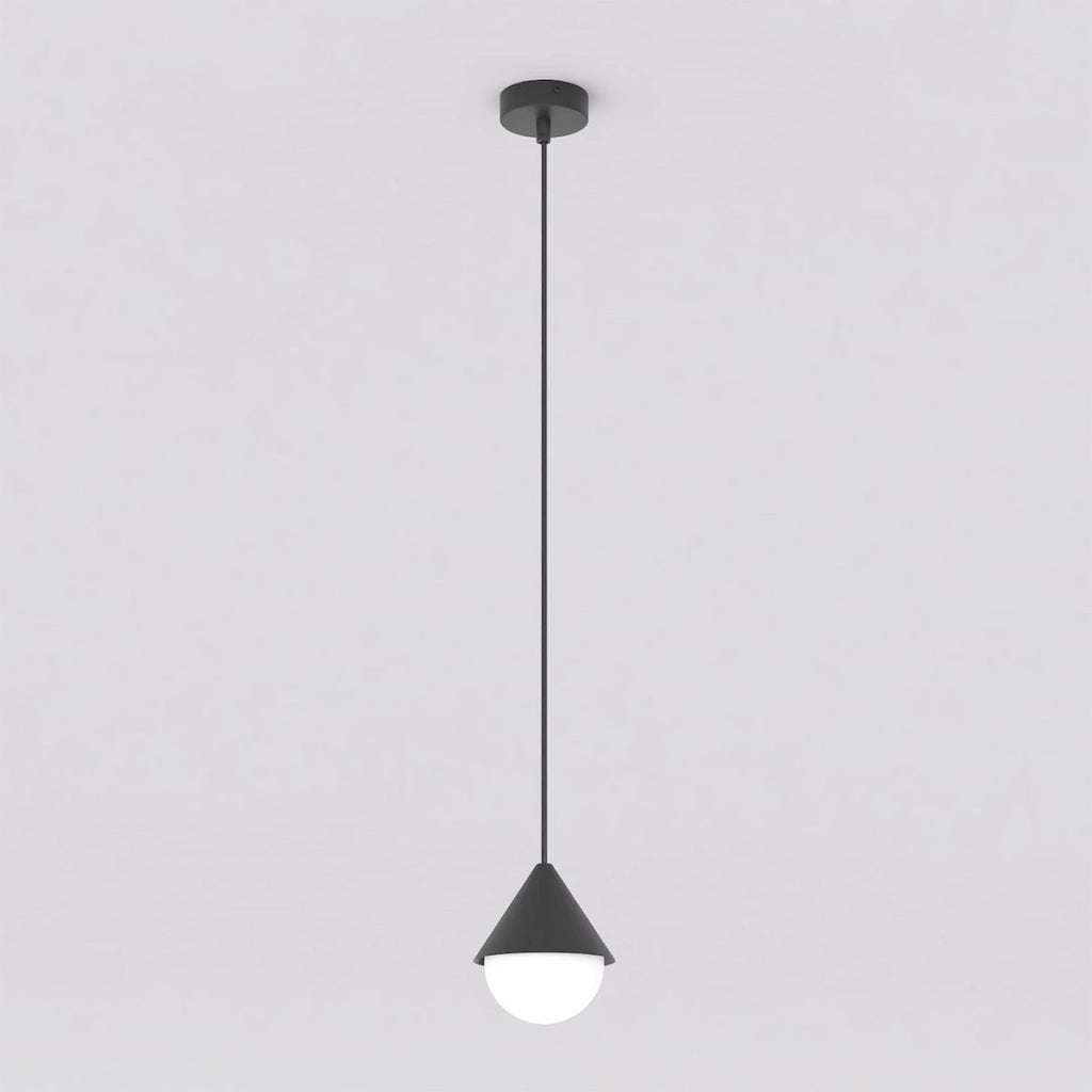 Lampada a sospensione Giro in acciaio nero e vetro