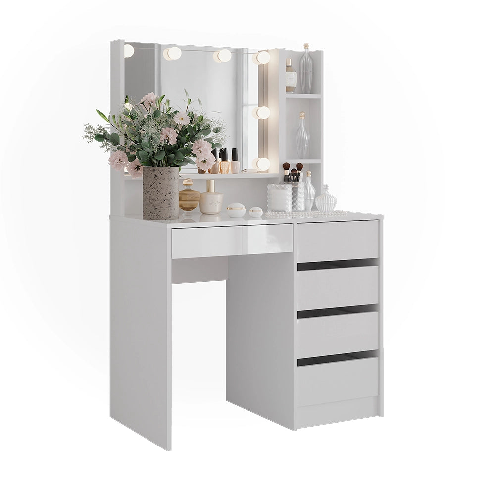 Vicco Tavolo da toeletta Bianco/bianco lucido 89.8 cm 4 parti