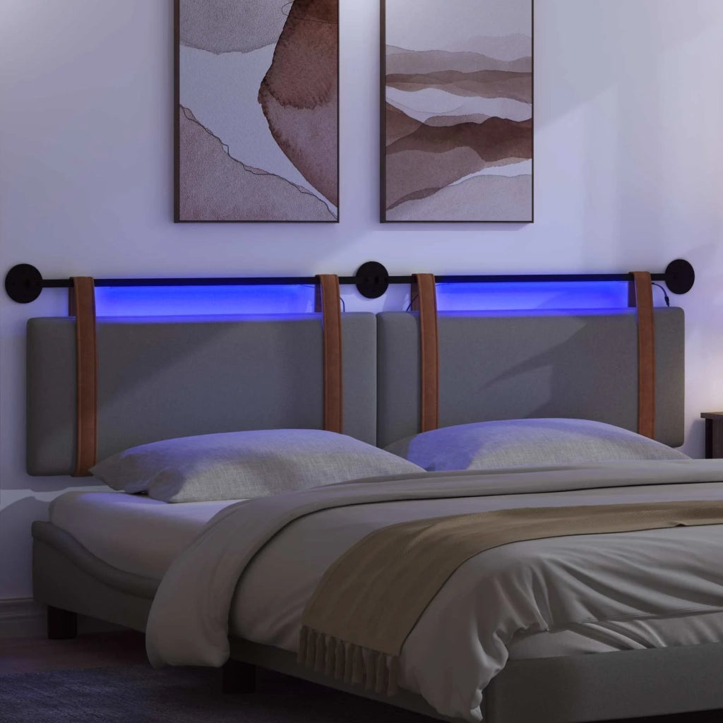 Testiera sospesa Con luce LED Grigio Scuro PU Antico