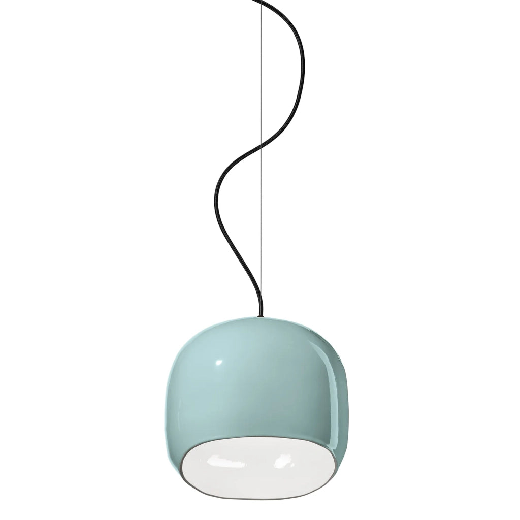 Sospensione Piccola Vintage Decò Ayrton Ceramica Azzurro 1 Luce E27