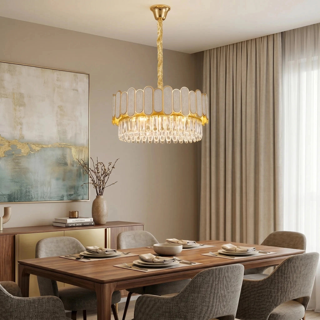 Lampada A Sospensione In Cristallo Swe107-cp 50cm Gold