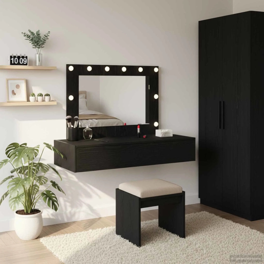 Toeletta | Tavolo da Trucco Nero 100 x 40 x 70 cm Legno multistrato