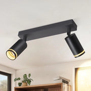 ZMH Faretto da soffitto Nero 2 Luci GU10 Orientabile da Interno in Metallo per Corridoio Soggiorno Senza Lampadine