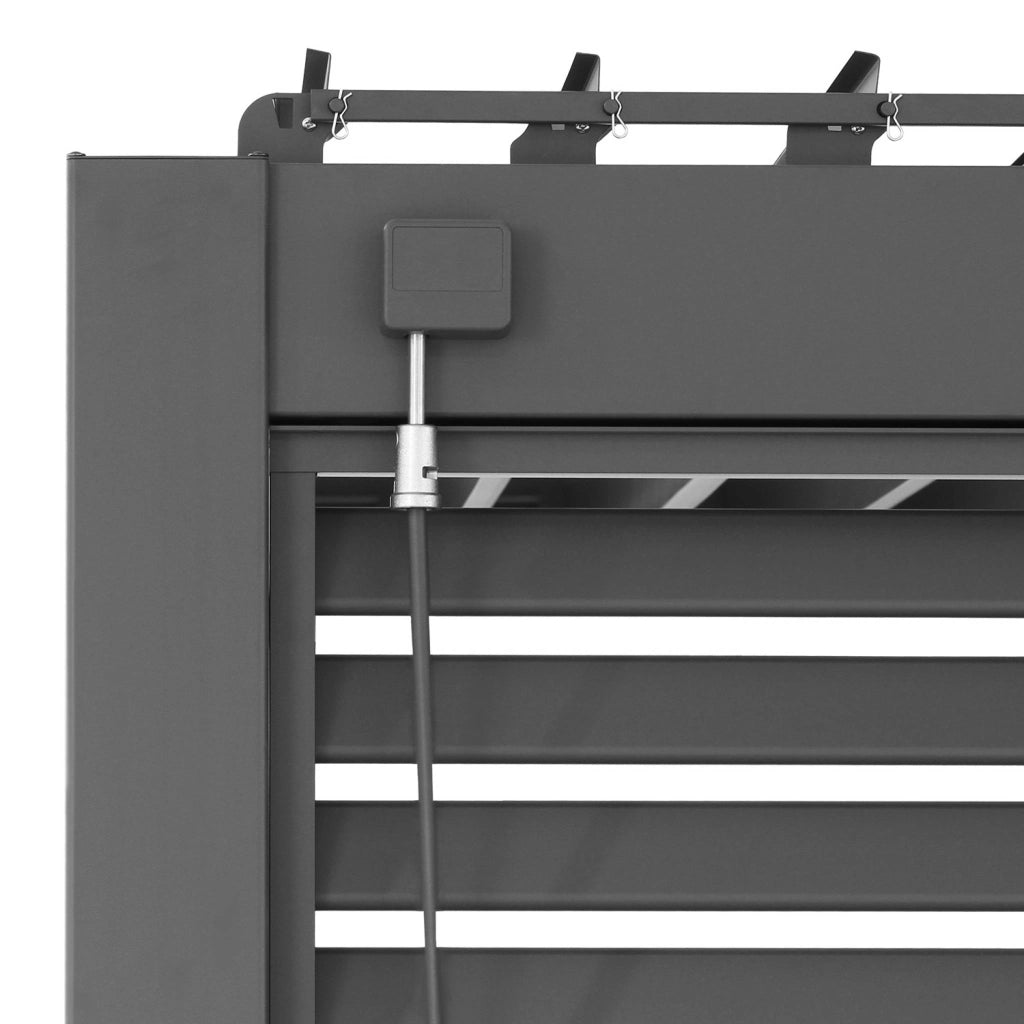 Pergola bioclimatica in alluminio addossata 3x4m + 3 persiane 1.3m,