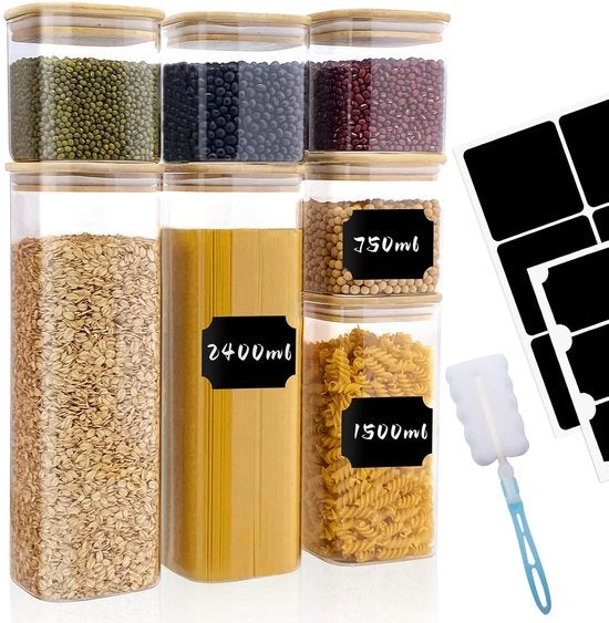 Set di contenitori in vetro con coperchio multifunzionali - set di 7 - duraturo - 750ml a 2400ml